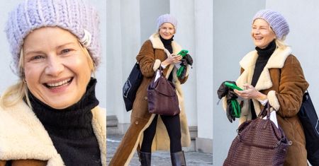 Małgorzata Kożuchowska w bikerach za 8,5 tys. zł i torbą za 17 tys. zł paraduje po oblodzonym chodniku (ZDJĘCIA)