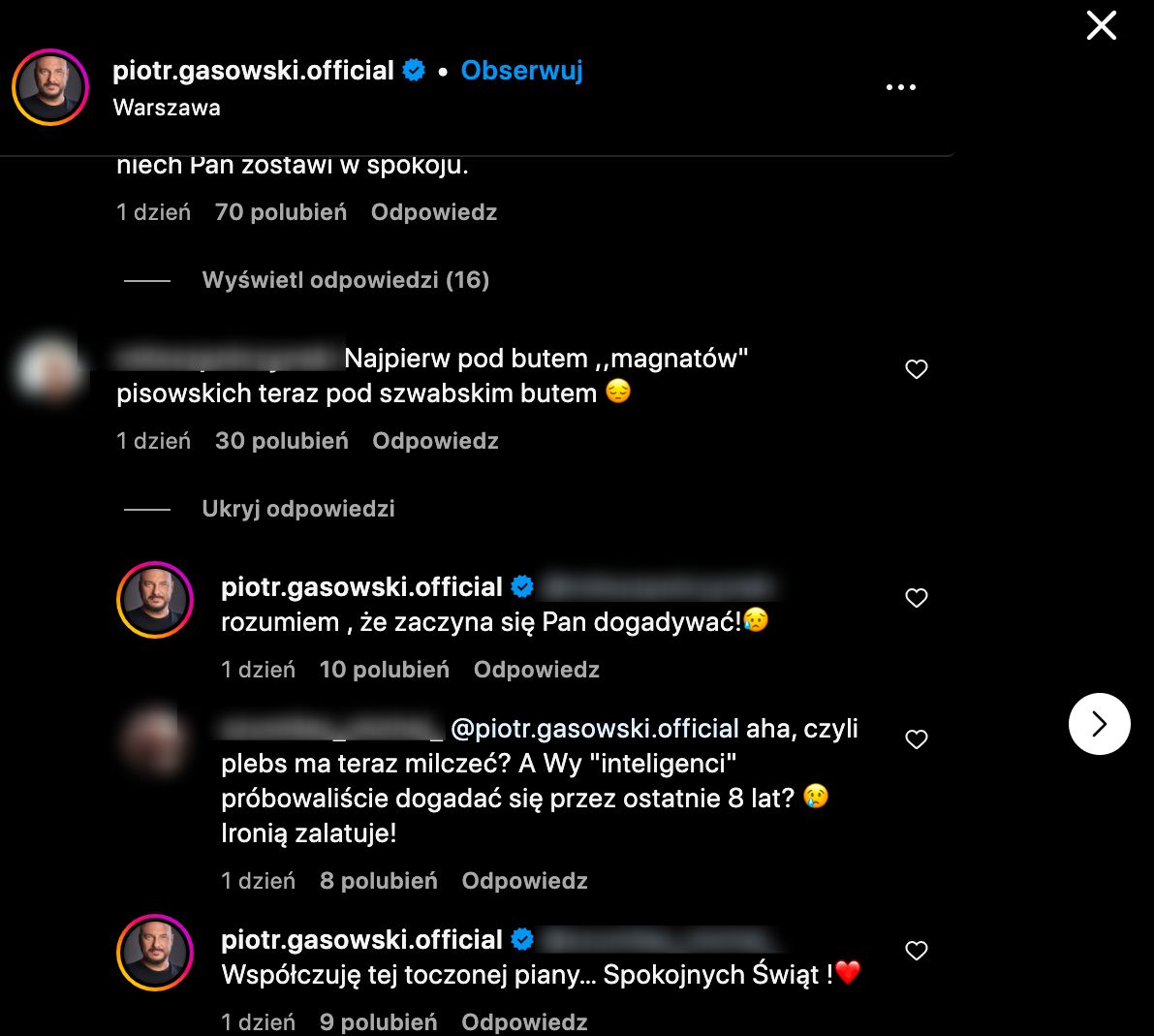 Piotr Gąsowski pod atakiem zwolenników prawicy. Padły mocne słowa