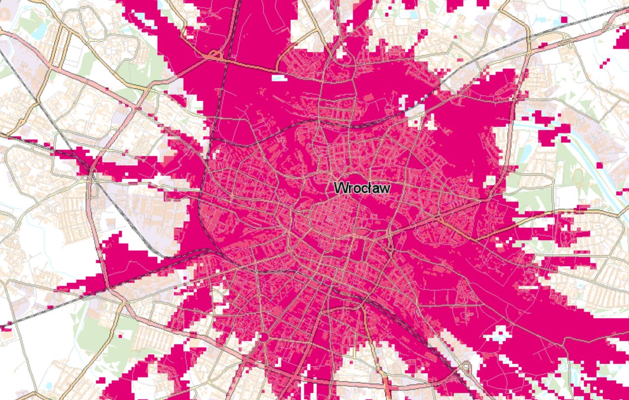 Zaktualizowana mapa 5G T-Mobile we Wrocławiu