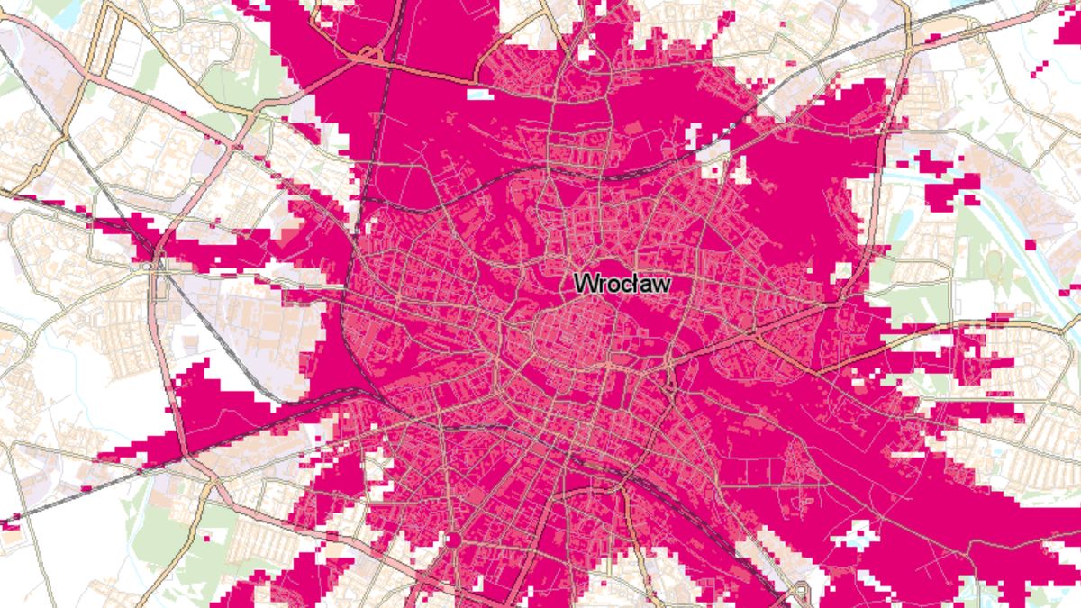 Zaktualizowana mapa 5G T-Mobile we Wrocławiu