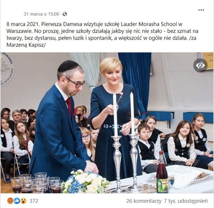 Wpis pod którym obrażano Agatę Dudę