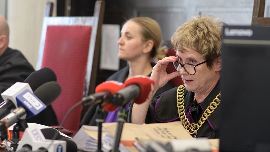 Sędzia Maria Motylska-Kucharczyk na sali łódzkiego Sądu Okręgowego