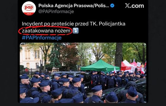 PAP przeprasza za błędną informację o ataku nożem. Co wydarzyło się w pobliżu TK?