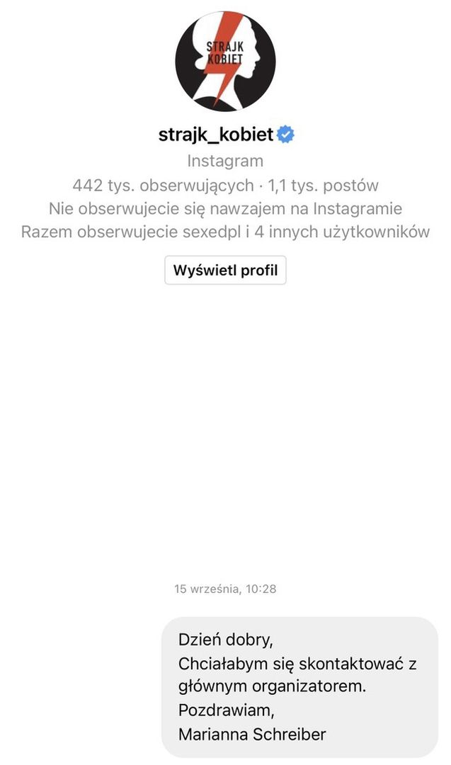 Marianna Schreiber odezwała się do Strajku Kobiet 