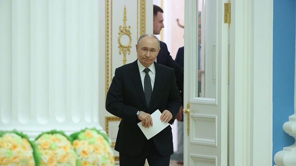 Russian President Vladimir Putin Bestows Awards To Cultural Figures In Moscow
MOSCOW, RUSSIA - MARCH 25: Russian President Vladimir Putin enters the hall during a ceremony at the Senate Palace of the Kremlin, on March 25, 2026 in Moscow, Russia. Russian President presented qwards to national culture figures. (Photo by Contributor/Getty Images)
Contributor
