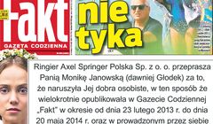 „Fakt” zaczął przepraszać na pierwszej stronie Monikę Janowską