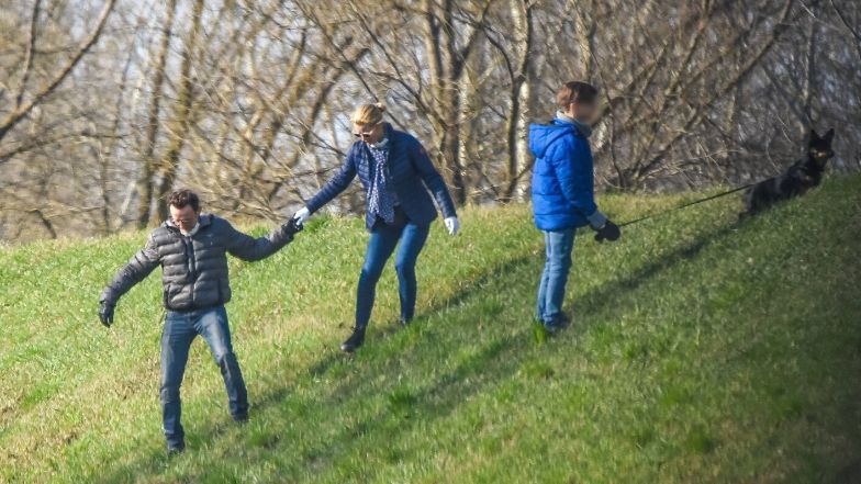 Joanna Brodzik i Paweł Wilczak na rodzinnych spacerze