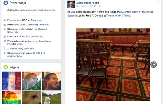 Facebook pozwala użytkownikom publikować zdjęcia 360 stopni