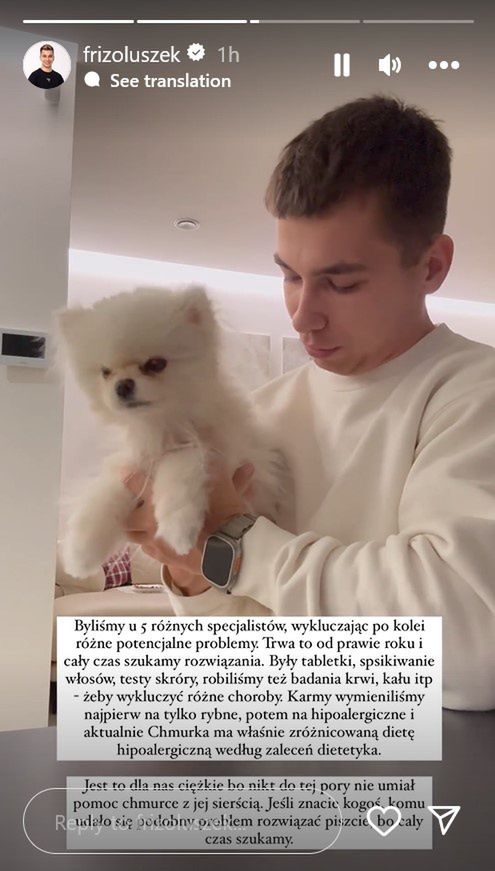 Friz opowiedział o stanie zdrowia Chmurki