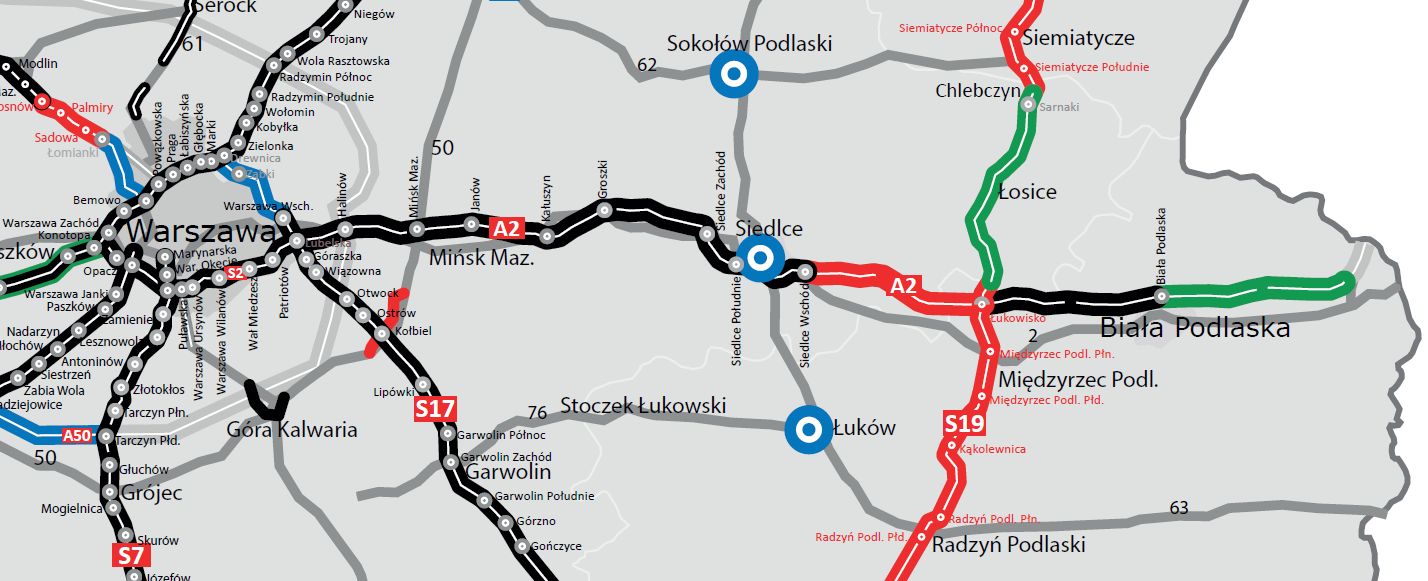 Odcinki A2 zaznaczone na czerwono zostaną udostępnione do użytku