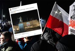 Grafika na pałacu prezydenckim. Za chwilę zniknęła