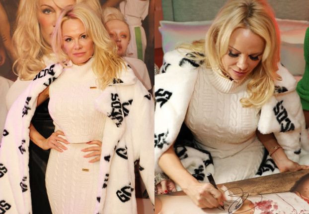 Elegancka Pamela Anderson promuje markę GCDS naciągniętą twarzą