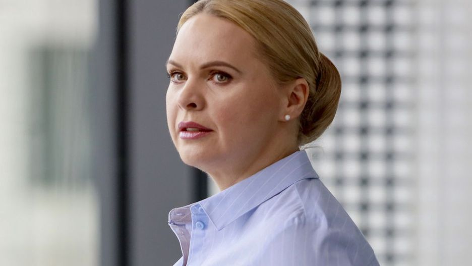 Magdalena Stużyńska na planie serialu "Przyjaciółki", 2023 r.