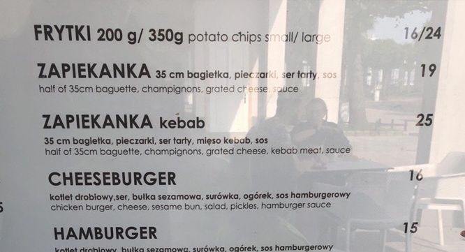 Ceny za przekąski przy molo