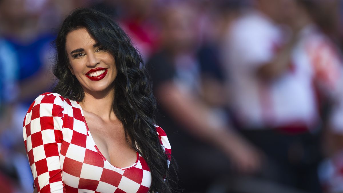 RED BULL ARENA, LEIPZIG, GERMANY - 2024/06/24: Croatian model Ivana Knoll smiles prior to the UEFA EURO 2024 group stage football match between Croatia and Italy. The match ended 1-1 tie. (Photo by Nicolò Campo/LightRocket via Getty Images)