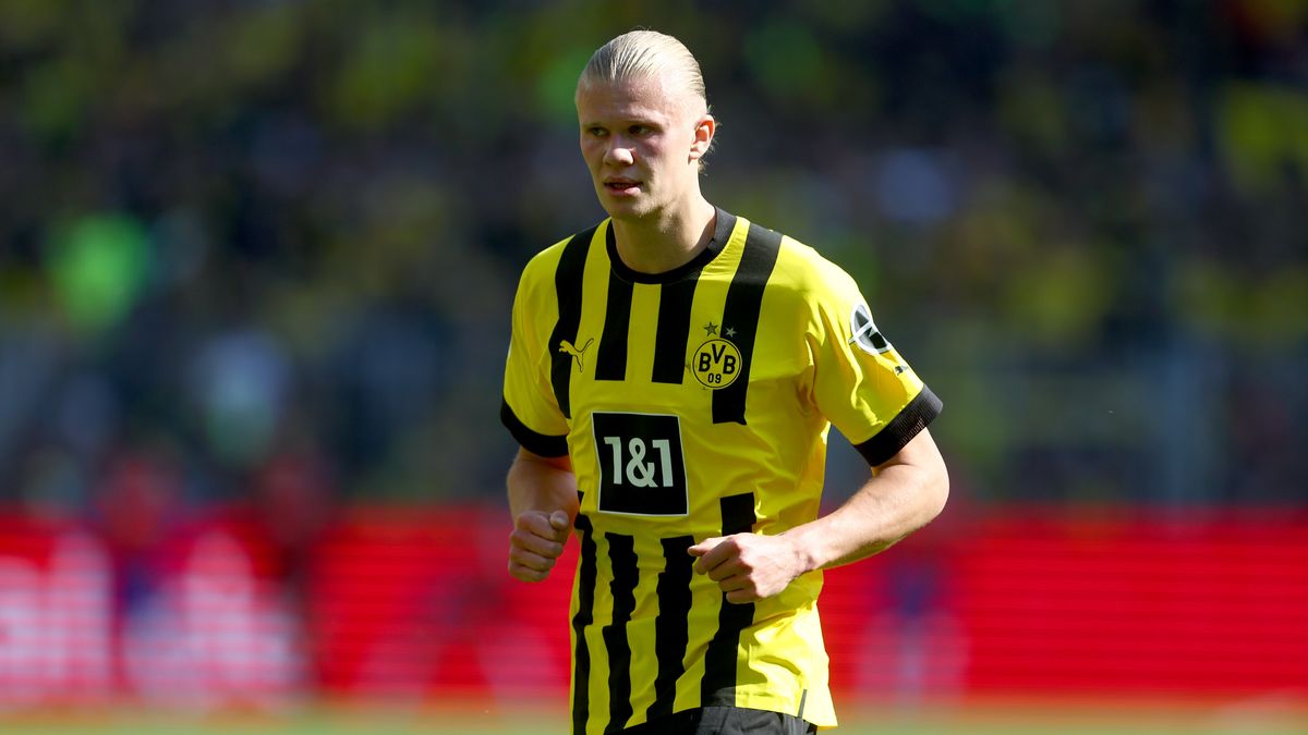 DORTMUND, GERMANY - MAY 14: Erling Haaland of Dortmund is seen during the Bundesliga match between Borussia Dortmund and Hertha BSC at Signal Iduna Park on May 14, 2022 in Dortmund, Germany. (Photo by Lars Baron/Getty Images)
