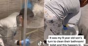 Dziecko musi sprzątać łazienkę. Lawina komentarzy pod filmem z TikToka