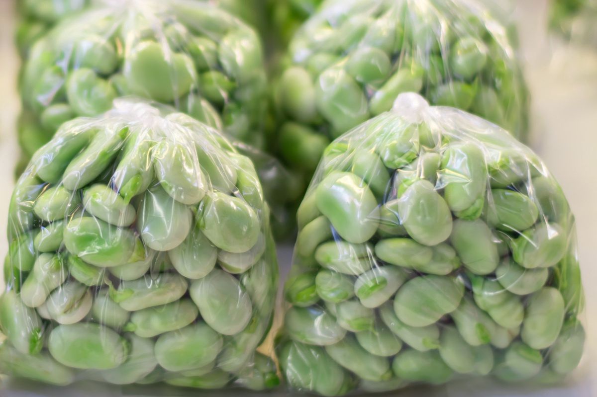 Broad beans in bags