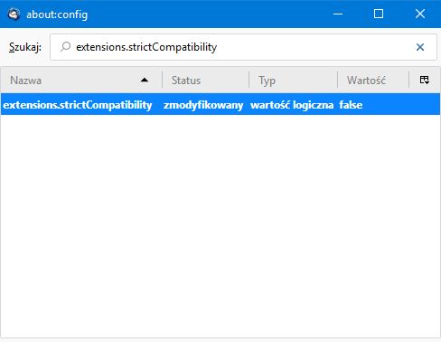 Po zmianie – sprawdzanie kompatybilności wyłączone.