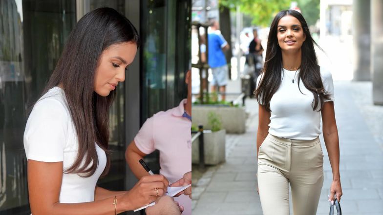 Klaudia El Dursi pozuje przed studiem "Dzień Dobry TVN"