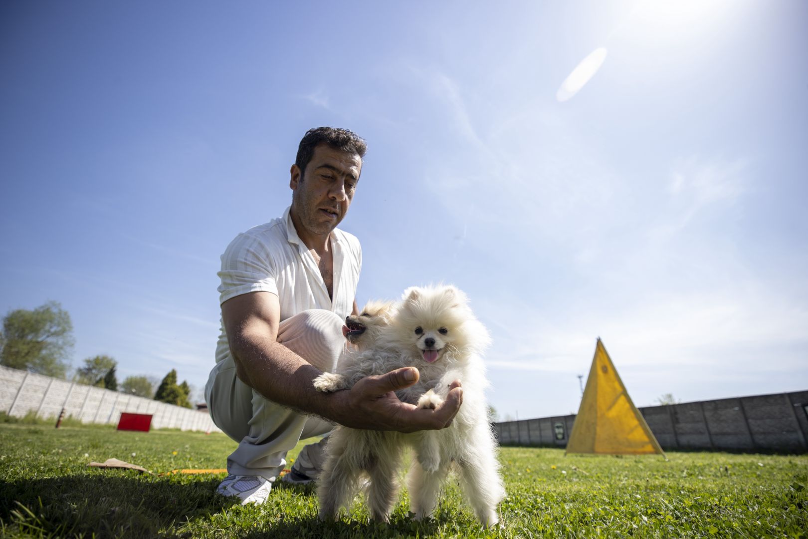 SAKARYA, TURKIYE - APRIL 04: Dogs are seen as they staying at the pet hotel ahead of the Eid al-Fitr holidays in Sakarya, Turkiye on April 04, 2024. The pet hotel offers comfortable accommodation to the animal friends left by their owners go back to their hometown during the long holidays to celebrate Eid al-Fitr. (Photo by Ibrahim Yozoglu/Anadolu via Getty Images)