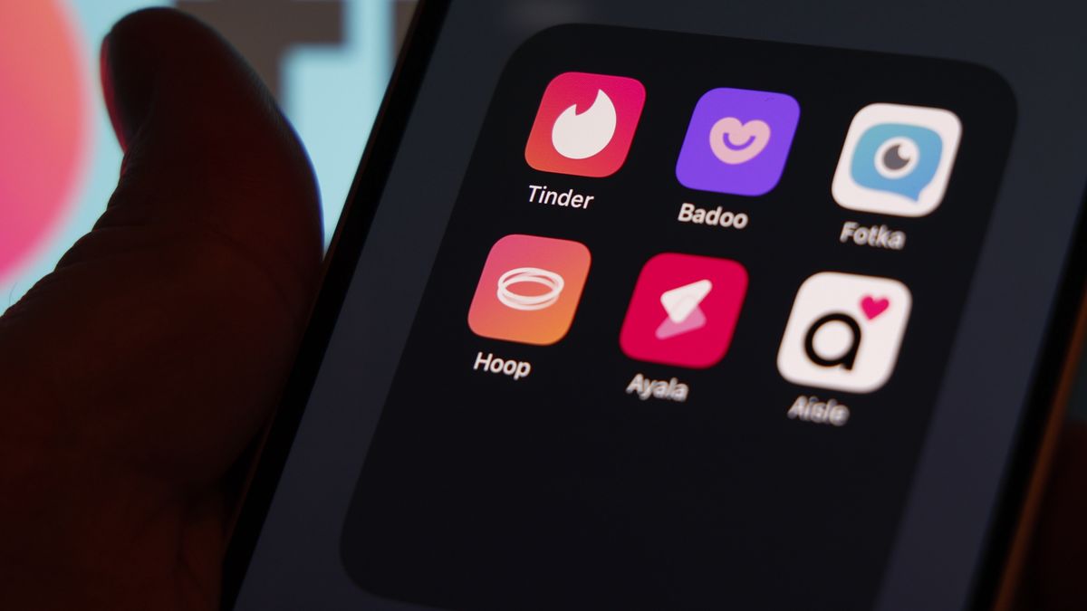 The Tinder app is seen on an iPhone mobile device in this illustration photo in Warsaw, Poland on 12 October, 2022. (Photo by STR/NurPhoto via Getty Images)