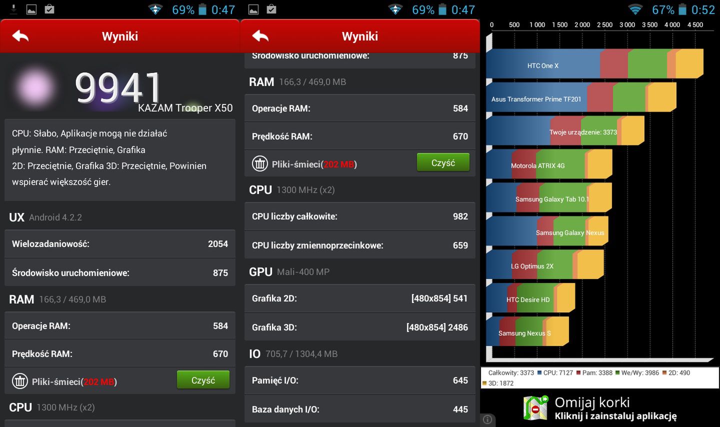Thunder Q4.5 i Trooper X5.0. Test smartfonów Kazam 12