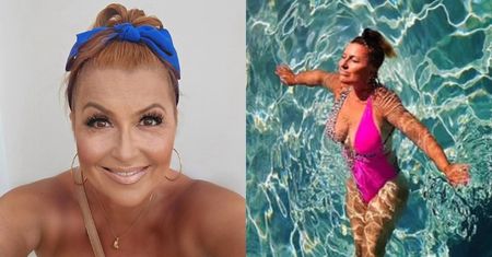 Odziana w różowy strój kąpielowy Katarzyna Skrzynecka DRYFUJE na tafli wody