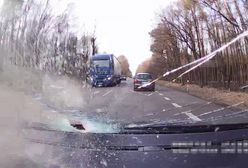 Przebiła szybę auta jak pocisk. Groźne zdarzenie na DK 19