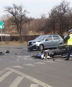Groźny wypadek w Rybniku. W szpitalu motocyklista i 8-letnia dziewczynka