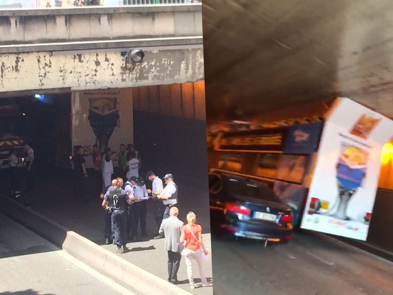 Autokar z turystami zaklinował się w tunelu. Za niski przejazd