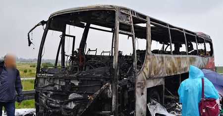 Wypadek na A4. Autobus spłonął w Łące k. Rzeszowa