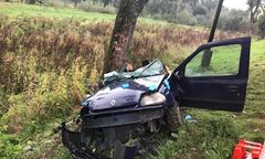 Samochód rozbity na drzewie. Śmiertelny wypadek w Falniowie pod Miechowem