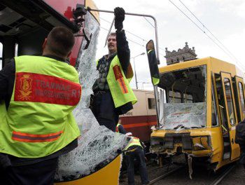 Zderzenie tramwajów w Warszawie - 13 osób rannych