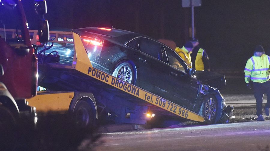 Rozbity samochód rządowy w Oświęcimiu