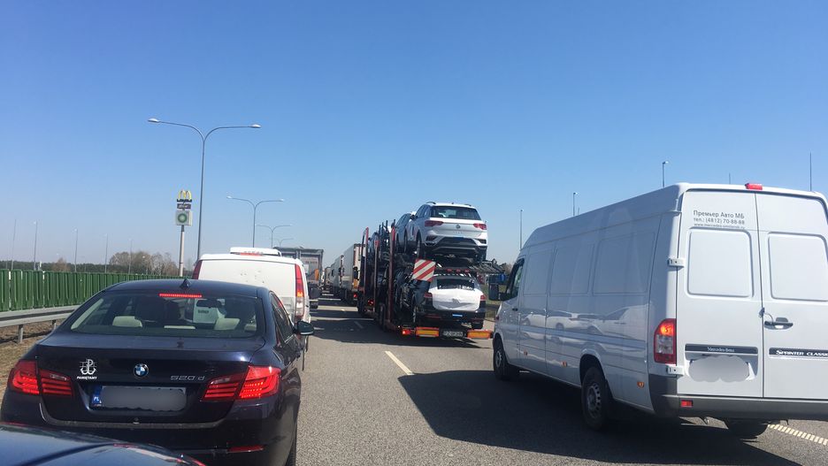 Korek na autostradzie A2 w kierunku Warszawy