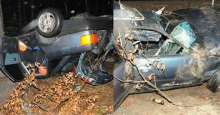 Fatalne skutki jazdy po pijaku. Z samochodu zostało niewiele