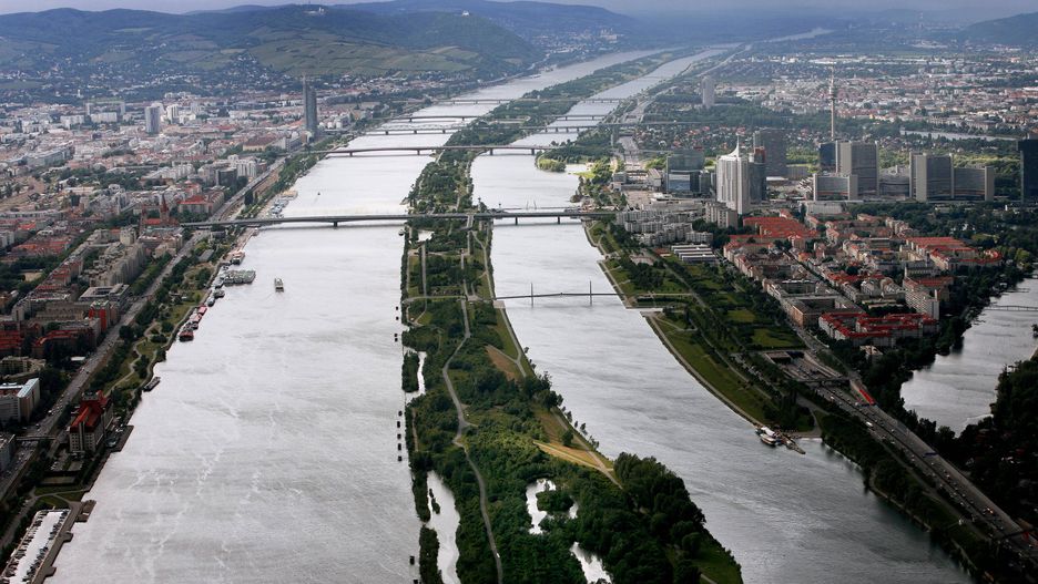 Widok na wyspę Donauinsel w Wiedniu