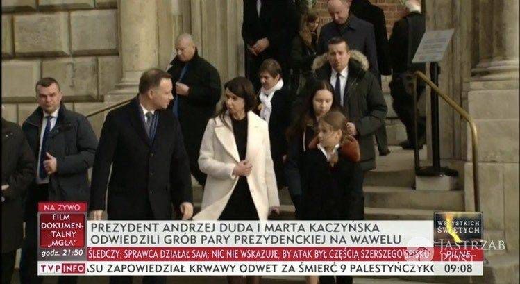 Andrzej Duda i Marta Kaczyńska na Wawelu/źródło:TVP Info