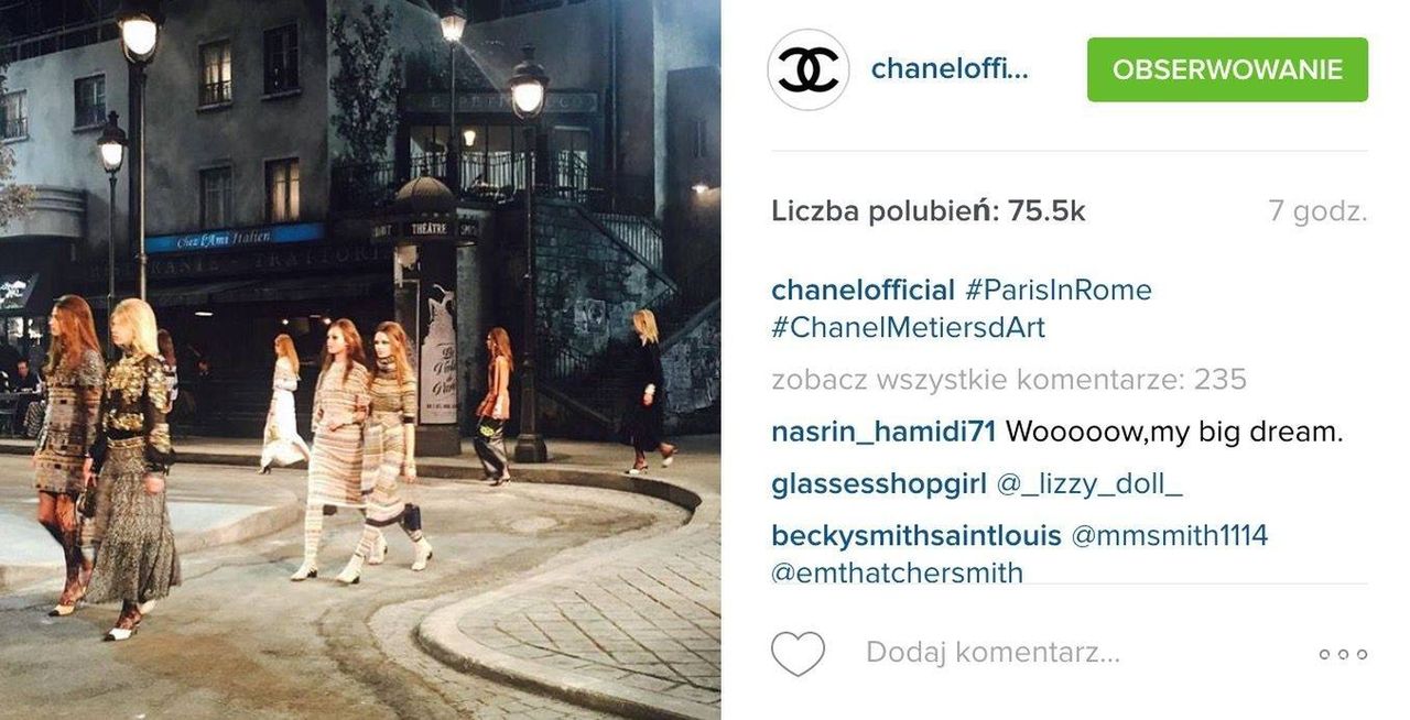 Chanel Pre-Fall 2016, pokaz kolekcji (fot. Instagram Chanel)
