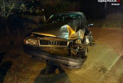 Częstochowa. Ukradł mercedesa, uderzył nim w audi, w bmw i w płot. Potem uciekł w pole