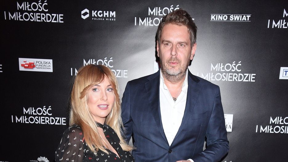 Wojciech Modest Amaro z żoną Agnieszką na premierze filmu "Miłość i Miłosierdzie"