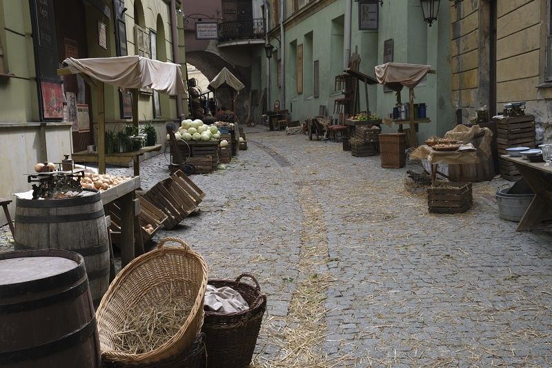 Ulica Rybna zaaranżowana na potrzeby filmu "Przysięga Ireny"