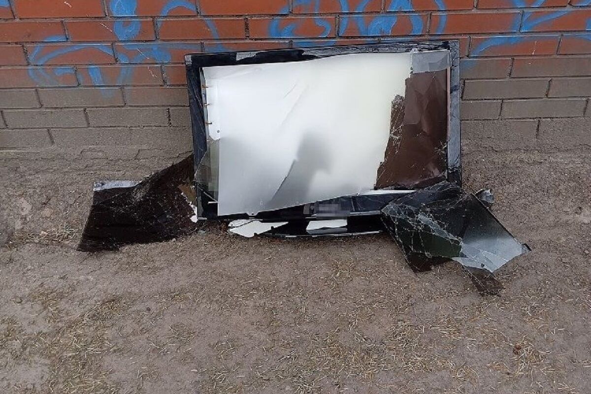 Telewizor, który spadł na samochód