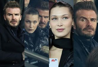 Zadowolona Bella Hadid i zdenerwowany David Beckham razem na meczu Ligi Mistrzów (ZDJĘCIA)