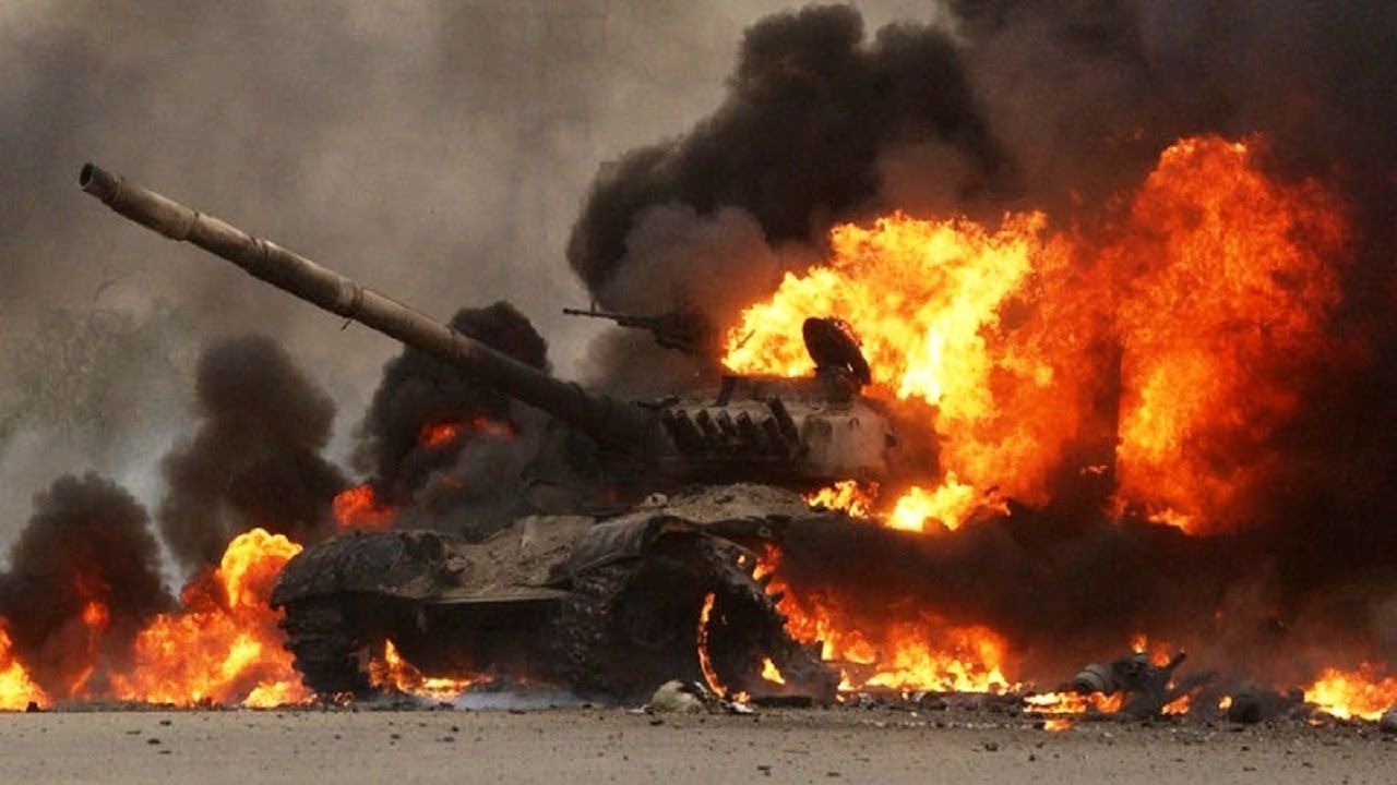 Russian tank column devastated by Ukrainian mines in shocking footage