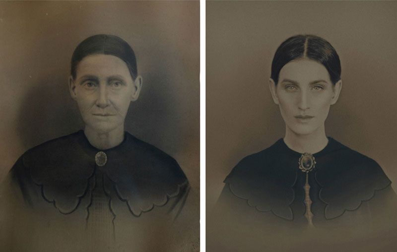 Artystka, fotograf i okazjonalnie piekarz Christine McConnell postanowiła wykonać cykl zdjęć, w którym odtworzyła zdjęcia sześciu pokoleń jej przodków w linii matki. Dotarła do prapraprababci Marty, która urodziła się w 1821 roku.