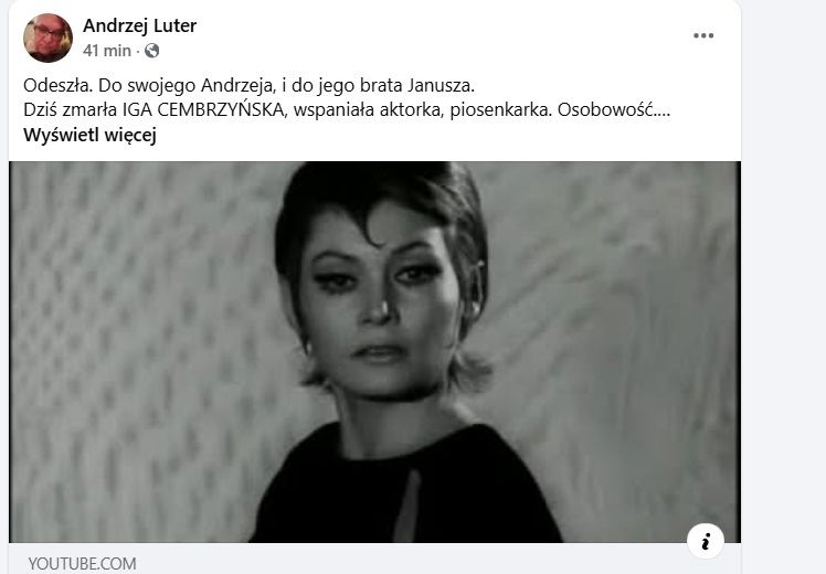 Andrzej Luter pożegnał Cembrzyńską 