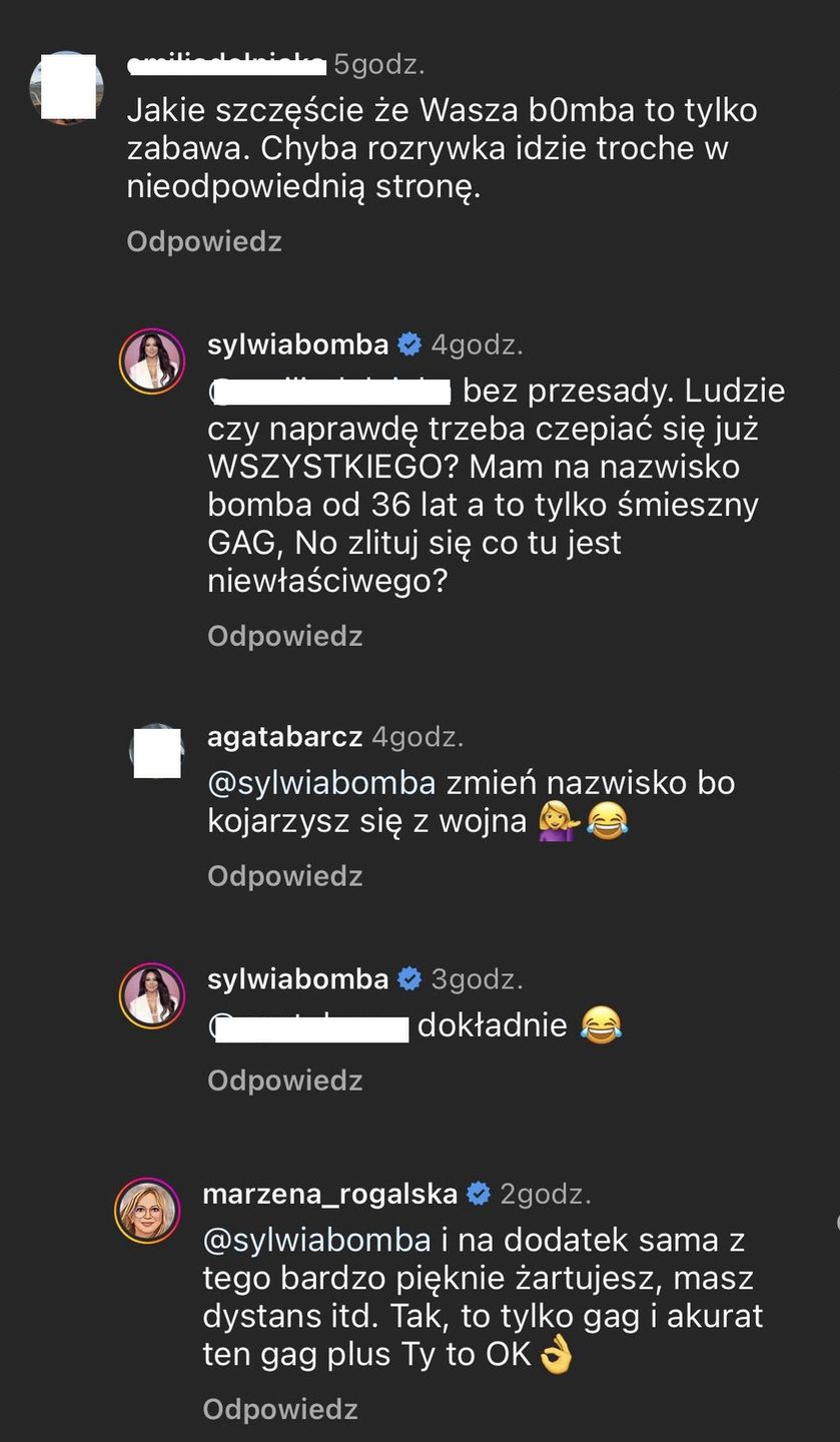 Sylwia Bomba wdała się w dyskusję z internautką