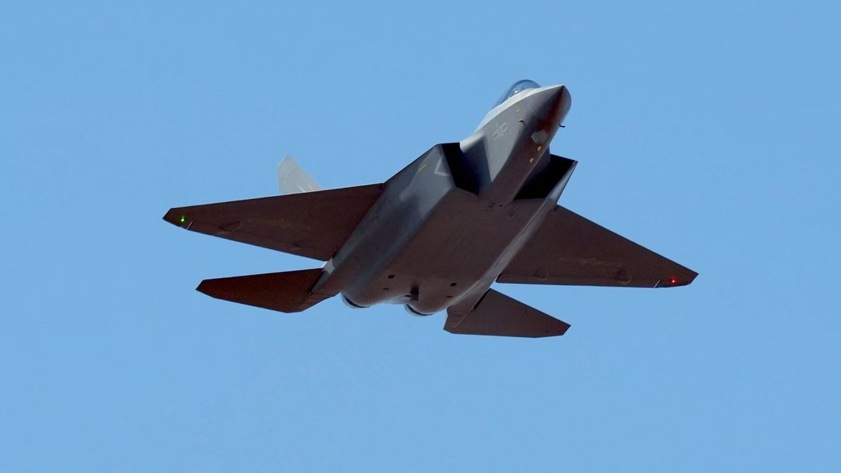 ZHUHAI, CHINA - NOVEMBER 08: The J-35A fighter jet conducts adaptive training for the upcoming 15th China International Aviation and Aerospace Exhibition, or Airshow China 2024, on November 8, 2024 in Zhuhai, Guangdong Province of China. The 15th China International Aviation and Aerospace Exhibition will be held in Zhuhai from November 12 to 17. (Photo by Yue Shuhua/VCG via Getty Images)
